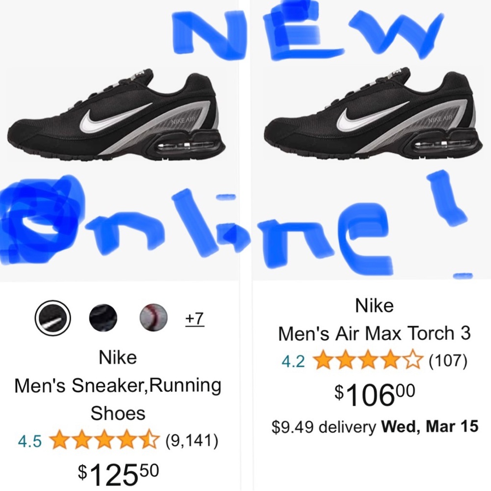Nike Torch 3 Blk &  Silv Run Shoe Mens sz 8. foot box length 10"+-. Gently used. - Picture 12 of 12